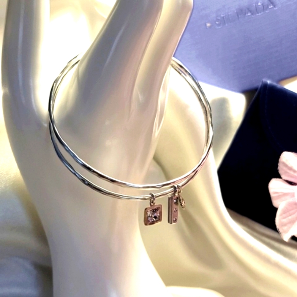 SILPADA  In The Mix Charm Bangle Bracelet  Sterling Silver & Brass B3079 - Picture 3 of 7